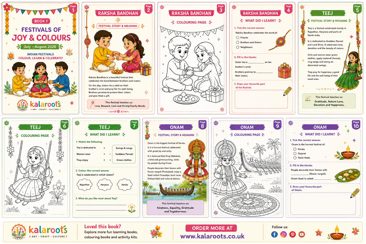 KalaRoots festival colouring book sample pages